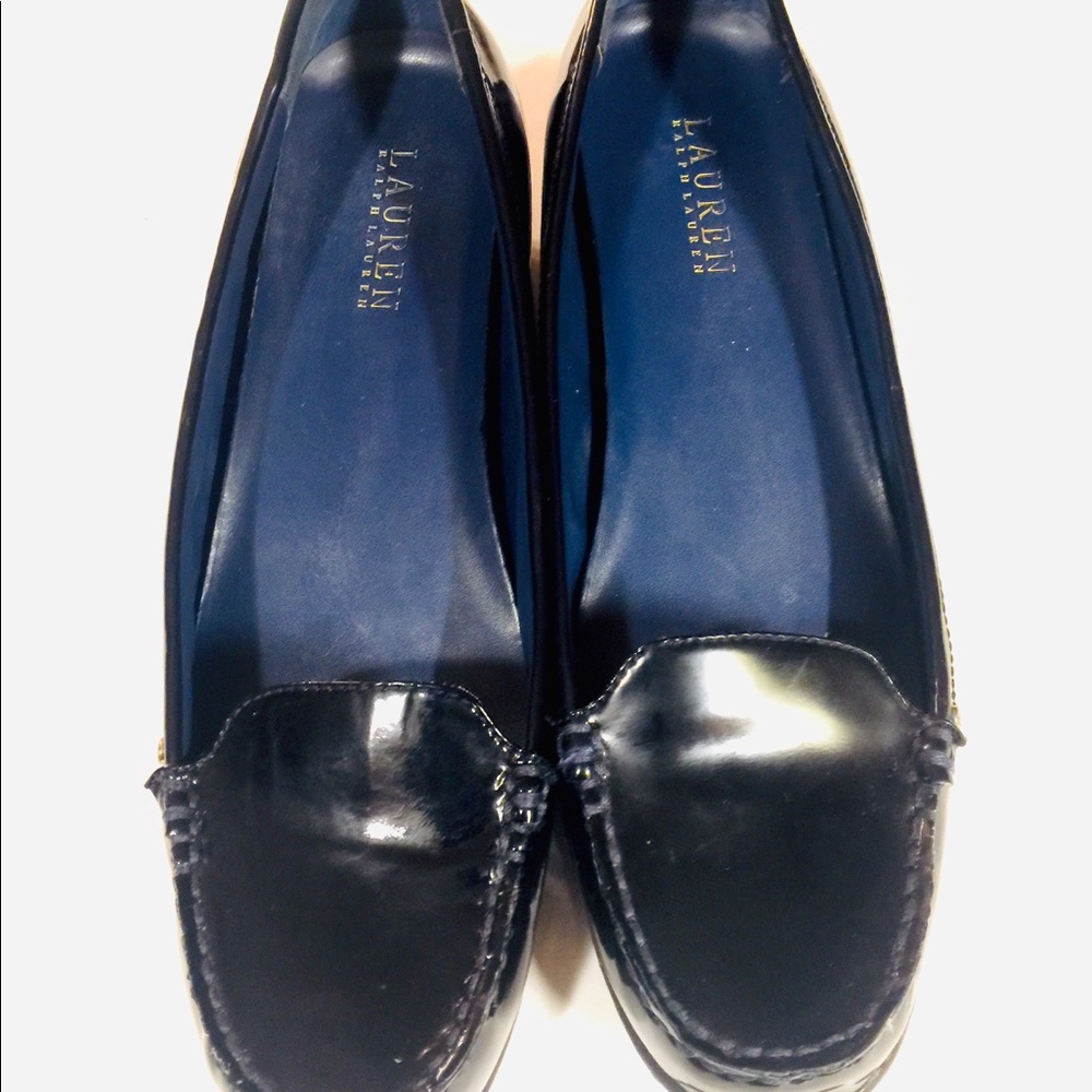 Ralph Lauren Black Patent Leather Sz 10 B Loafer
